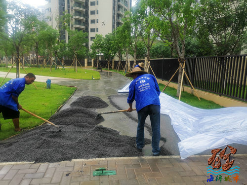 江門(mén)華蓬透水地坪施工中